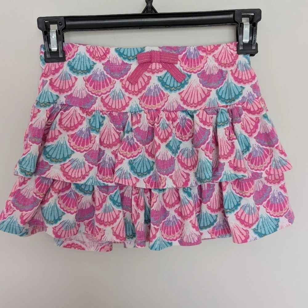 Tommy Bahama Girl's Skirt Ruffle Metallic Tie Skort Lined Seashells Size Medium
